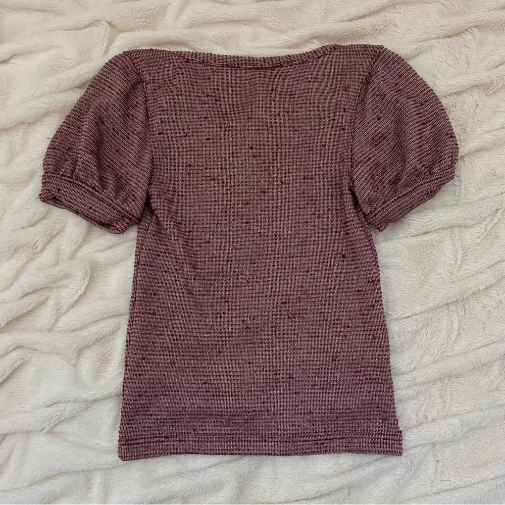 Free People metallic knit short sleeve blouse Sz XS